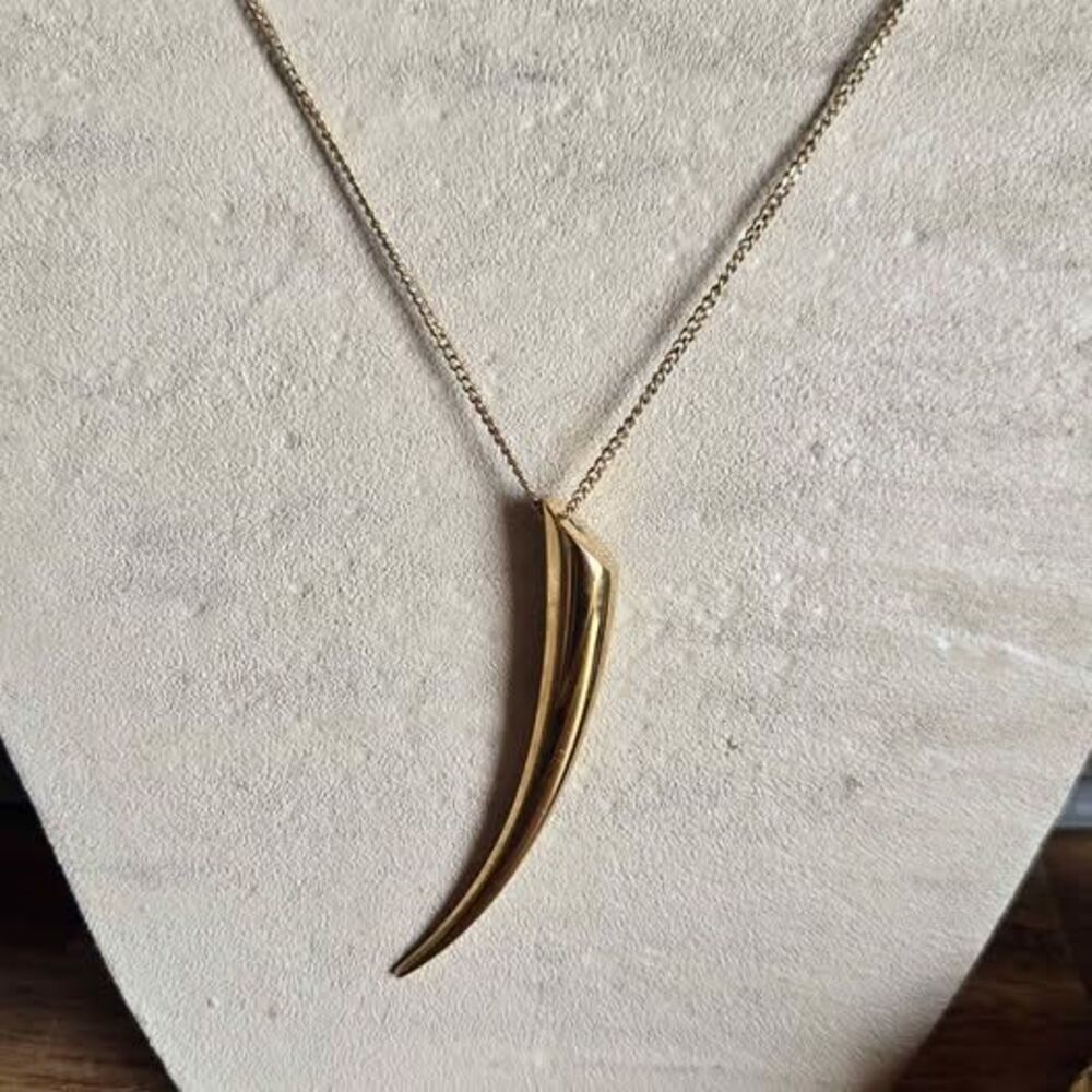 Michael Kors Gold Tone Curved Horn Tusk Pendant Necklace